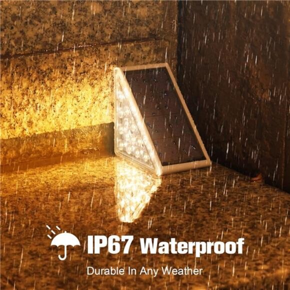 Solar Stair Lights 6 Pack, Solar Step Lights Outdoor Waterproof IP67, LED Steps - Picture 4 of 7